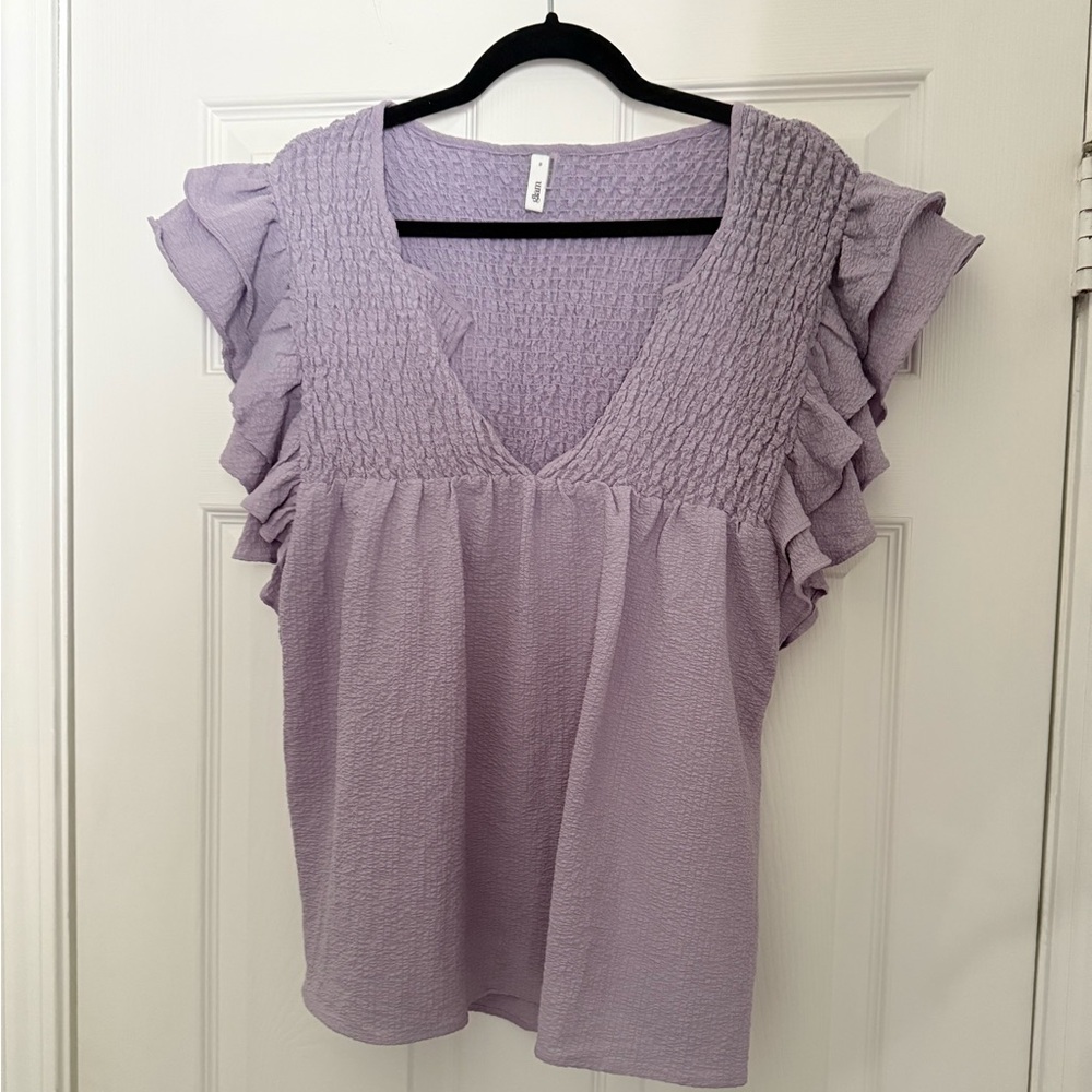 Lavender Ruffle Sleeve Women's Top